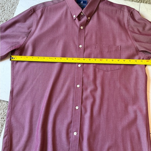 WOOL & PRINCE Men’s XL Merino Wool Button Down Shirt in Burgundy Oxford slim fit - Picture 9 of 16